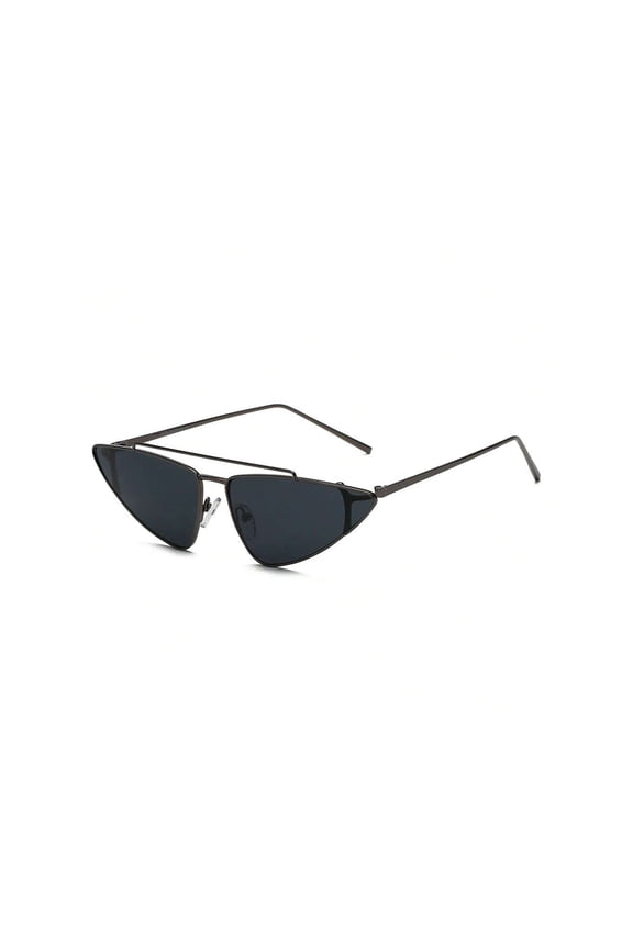 Chic Polarized Unisex Sunglasses | Retro Black Cat-Eye Frame with Dark Lenses | Ideal for Casual & Street Style - S3007-C1