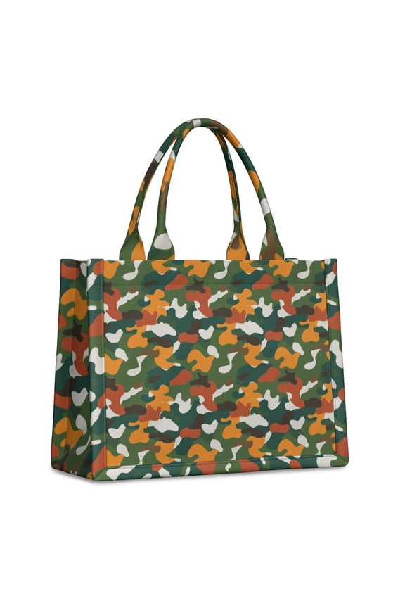Chic Polyester Handbag with Large Capacity and Three Interior Pockets, Camouflage Prints