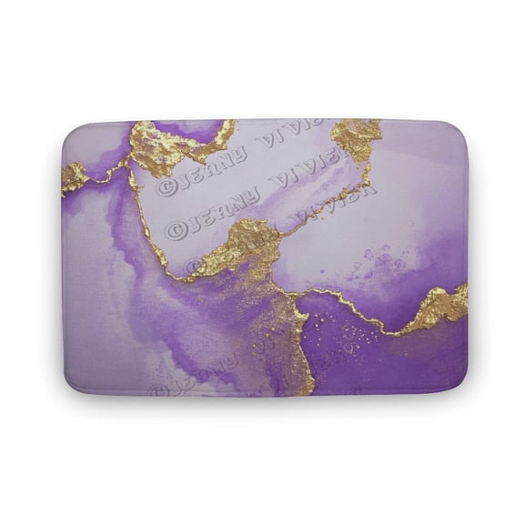 Chic Printed Bath Mat - 16x24 Inches, Unique White And Gold Marble Pattern, Ideal for Bathroom and Kitchen