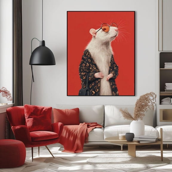 Chic Rat Trendy Whimsical Rat Mouse Poster Unframed Paper Print