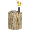 thumbnail image 1 of Chic Rattan Coffee Table | Durable Concrete Accent Side Table | Tan, 14.6" Round Top, 16.9" H | Indoor/Outdoor Patio Furniture, 1 of 7
