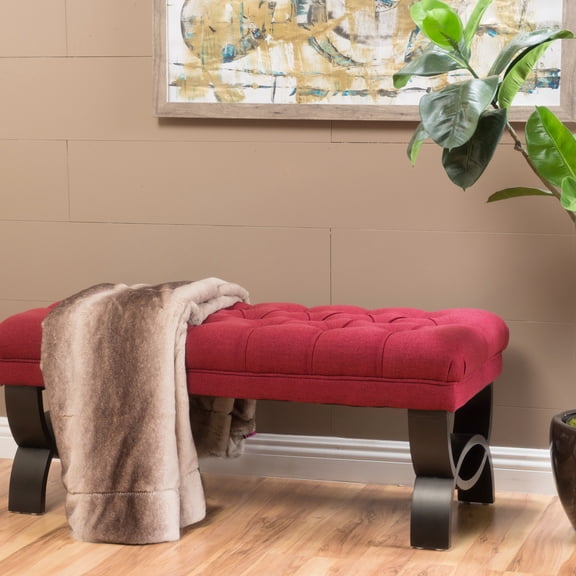 Chic Red Fabric With A Stylish Half-circle Leg Structure And Button Tufting Classy Luxurious Quality Modern Detail