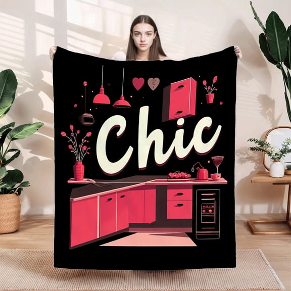 Chic Red - Toned Flannel Blanket - Soft Cozy and Durable for Sofa Travel Bed and Chair - Elegant Pattern Design for Modern Living