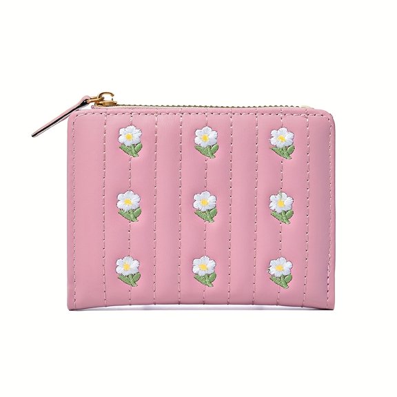Chic Retro Floral Women's Wallet, Compact Two-Fold Design with Multiple Card Slots, Lightweight Cream Synthetic Leather Vintage Wallet for Ladies Daily Commute