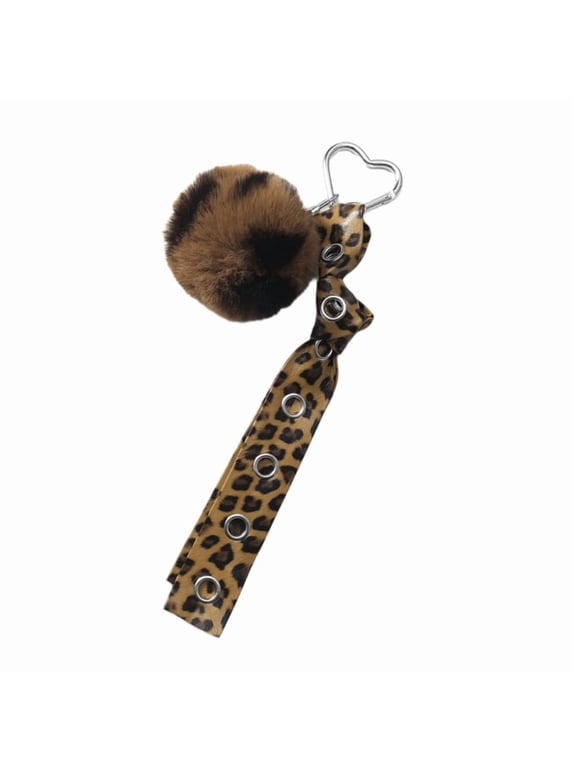Chic Retro Leopard Plush Key Chain Backpack Accessory For Handbags And Purses