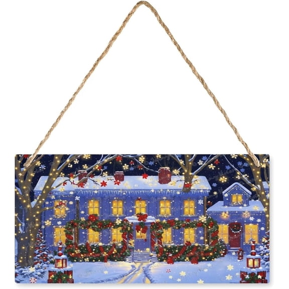 Chic Shabby Wooden Sign, Country Style, Rustic Farmhouse Sign, Christmas Snowy Cabin Poster For Bedroom Living Room Bathroom Kitchen Man Cave Wall Decor,New Home Gift 6x12 inches