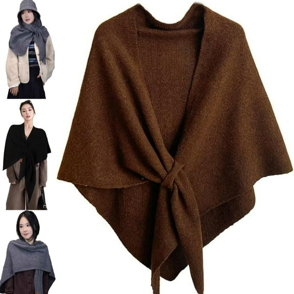 Chic Shawl With Loop - Pashmina Shawl Wraps for Women, Soft Knitted Wrap Scarf with Button Front for All-Season Daily Wear