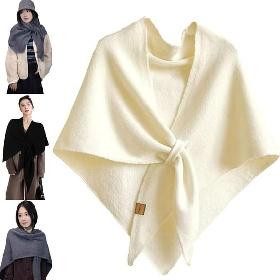 Chic Shawl With Loop - Pashmina Shawl Wraps for Women, Soft Knitted Wrap Scarf with Button Front for All-Season Daily Wear