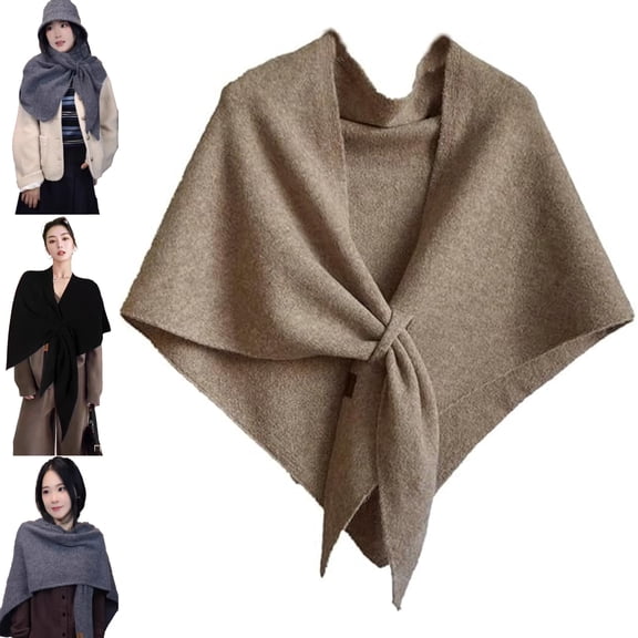Chic Shawl With Loop - Pashmina Shawl Wraps for Women, Soft Knitted Wrap Scarf with Button Front for All-Season Daily Wear