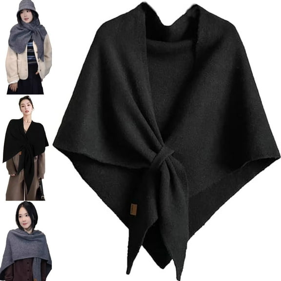 Chic Shawl With Loop - Pashmina Shawl Wraps for Women, Soft Knitted Wrap Scarf with Button Front for All-Season Daily Wear