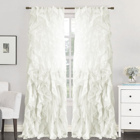 Chic Sheer Voile Vertical Ruffled Tier Window Curtain Single Panel 50" x 108"