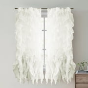 Chic Sheer Voile Vertical Ruffled Tier Window Curtain Single Panel 50" x 63"
