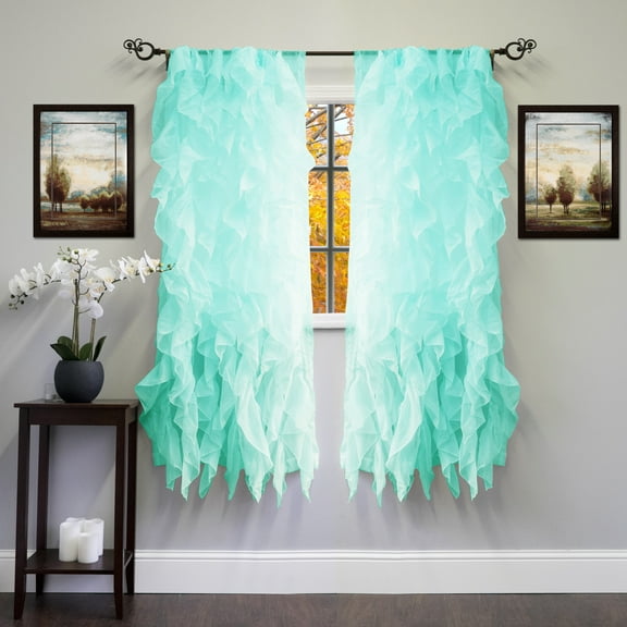 Chic Sheer Voile Vertical Ruffled Tier Window Curtain Single Panel 50" x 63"