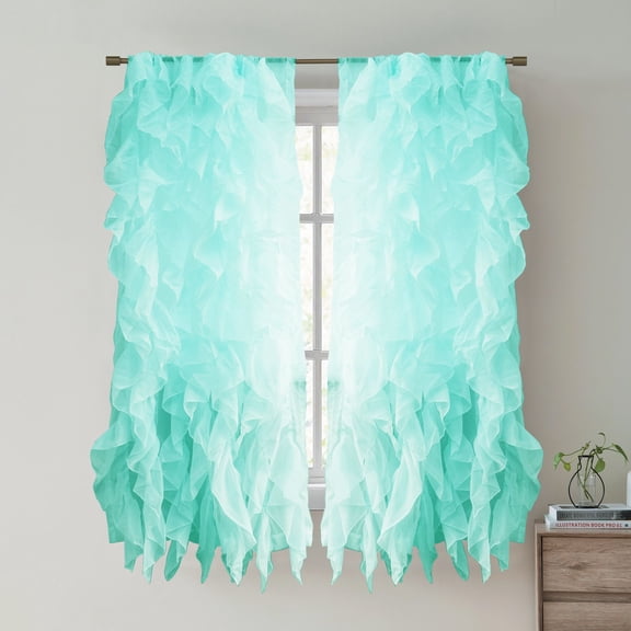 Chic Sheer Voile Vertical Ruffled Tier Window Curtain Single Panel 50" x 63"
