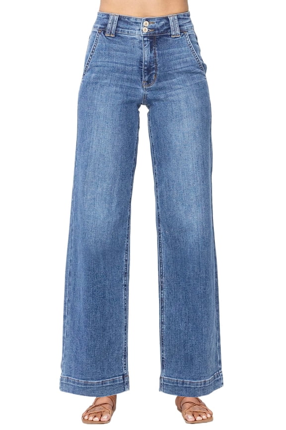 Chic Sky Blue Double Button Jeans for Women – Effortless Style for Any Occasion [ZhiHiMeRi] | 8