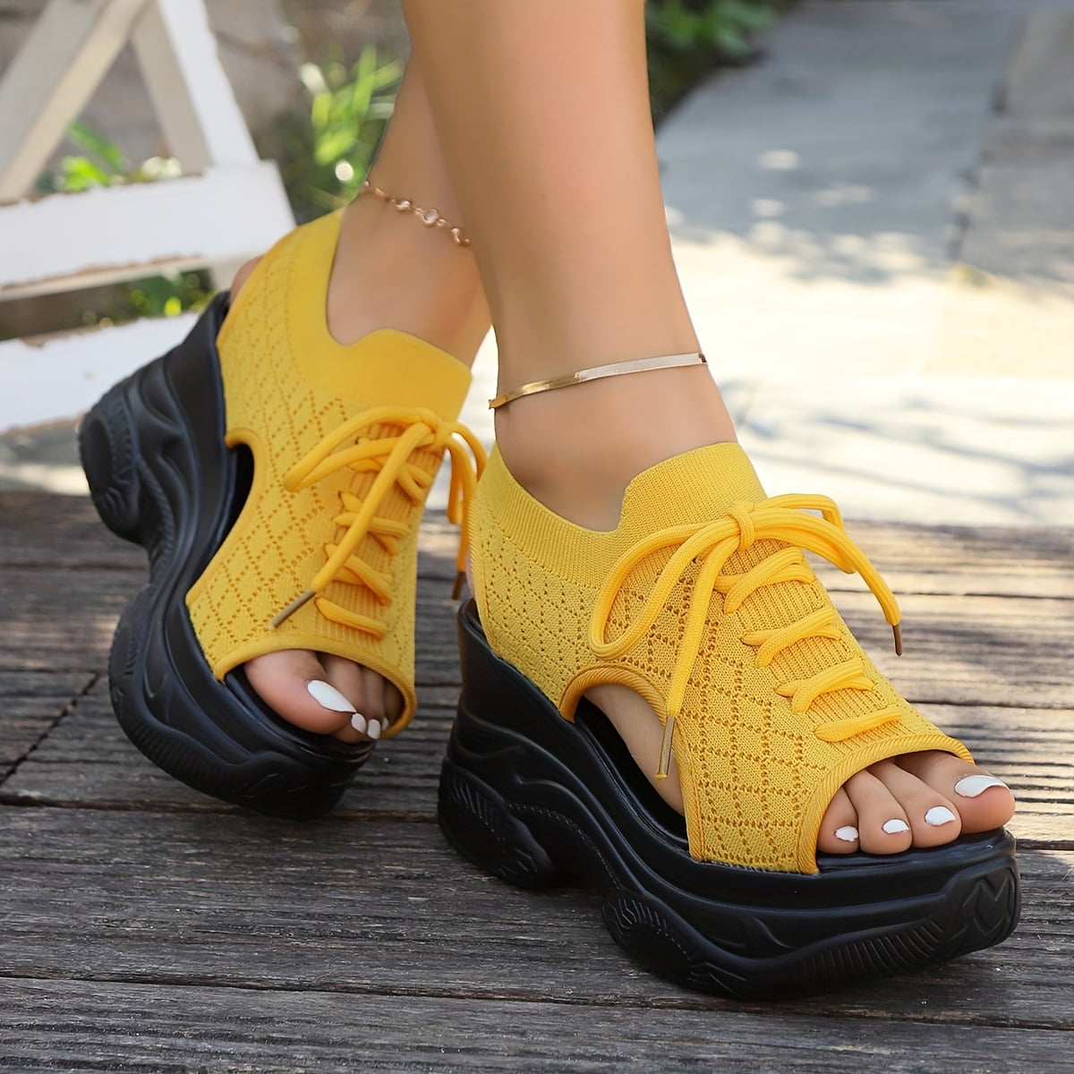 Chic Slingback Wedge Sandals for Women - Comfy Knit Upper