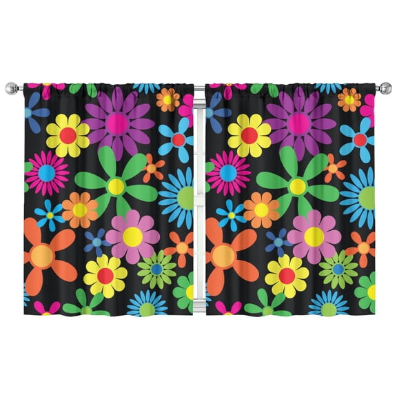 Chic Soft Floral Curtains 2 Panels 42x54 Inch, Rod Pocket Blackout Drapes for Bedroom and Functional Use