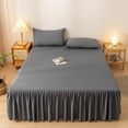 thumbnail image 1 of Chic Solid Color Bed Skirt - Easy Fit Scallop Edge Pleated Bedskirts, Drop Anti-Slip Dust Ruffle,Easy Fit Elastic Strap - Adjustable Pleated Bedskirt -Dark Gray 78.74x59.06in, 1 of 6
