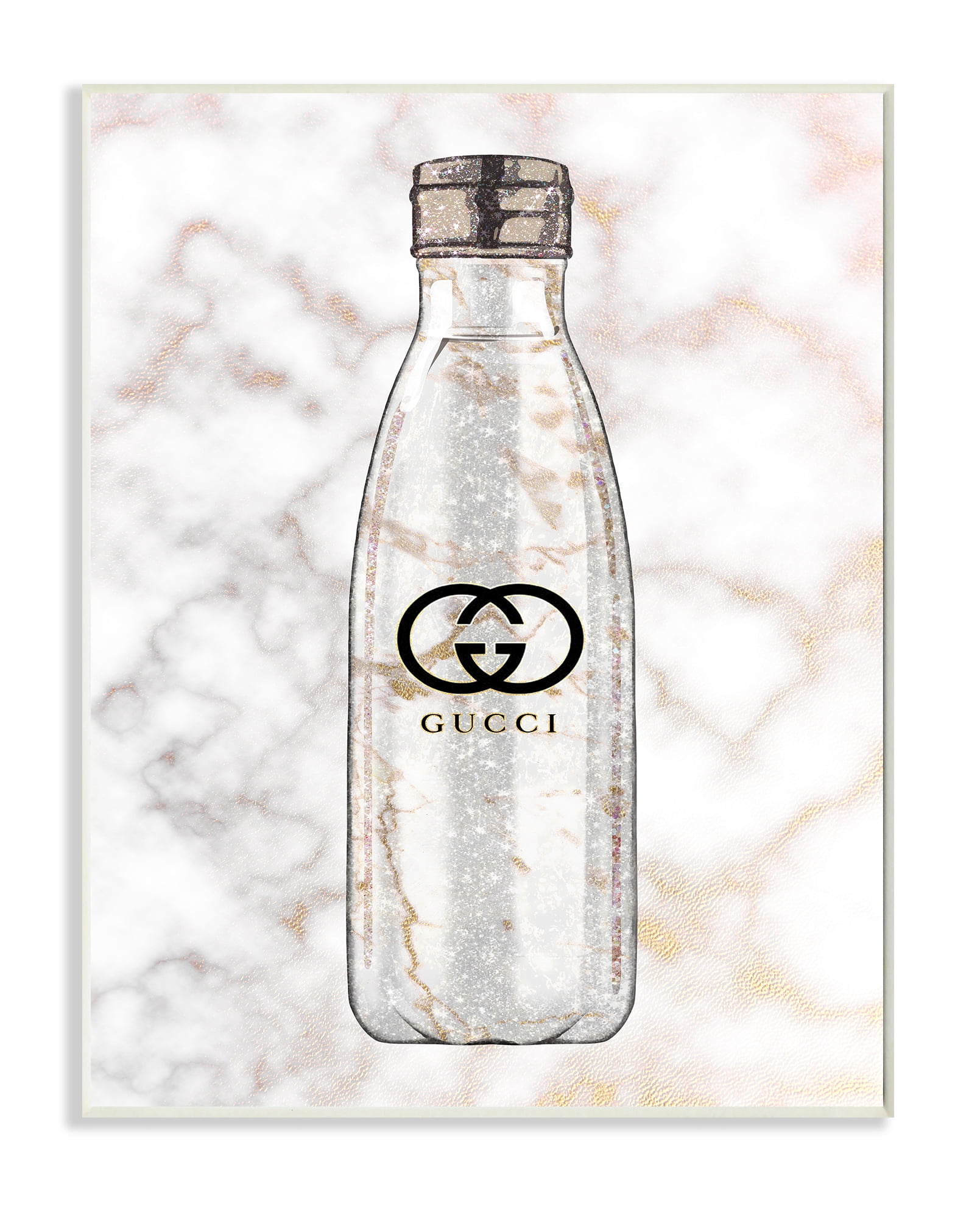 Chic Sports Bottle Glam Fashion over Marble 10 in x 15 in Framed Painting Art Print, by Stupell Home Décor