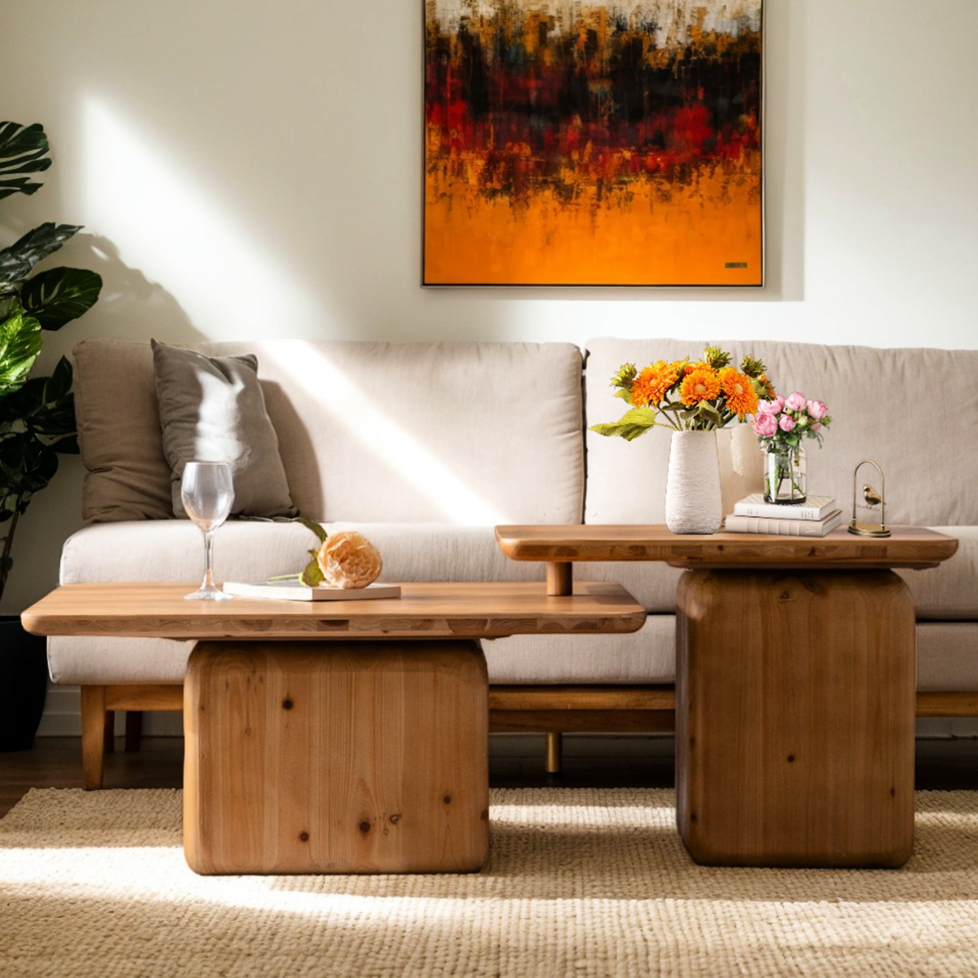 Chic Square Coffee Table With Natural Wood Grain And Practicality - For ...