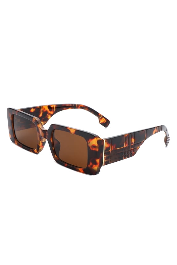 Chic Square Sunglasses, Stylish Tortoise Frame with Gold Detail