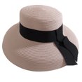 thumbnail image 1 of Chic Straw Hat Packable Cap Embellished with Textured Ribbon Travel Companion Reduce UV Harm Prevent, 1 of 8