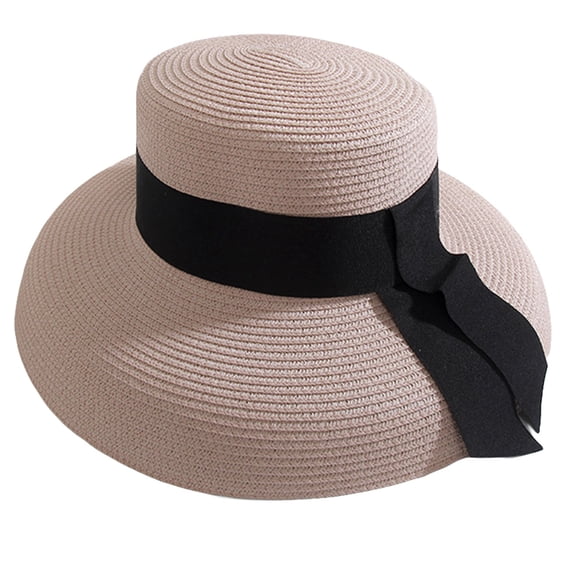 Chic Straw Hat Packable Cap Embellished with Textured Ribbon Travel Companion Reduce UV Harm Prevent