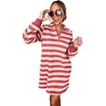 thumbnail image 1 of Chic Striped Mini Dress: Long Sleeve, Loose Fit, Perfect for Fall & Winter | [ZhiHiMeRi] | (US 8-10)M, 1 of 12