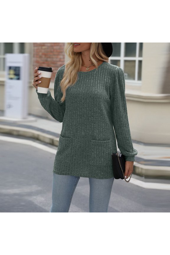 Chic Summer Blouse for Women Long Sleeve Comfortable Summer Round Neck Casual Regular Blouse Women's Breathable Regular Tops
