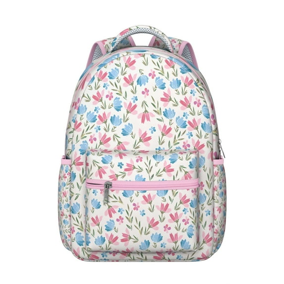 "Chic Sunflower & Wildflower Print Backpack - Roomy School Bag with Laptop Compartment, Water-Resistant Fabric, Multiple Pockets for Organization, Trendy Floral Design"