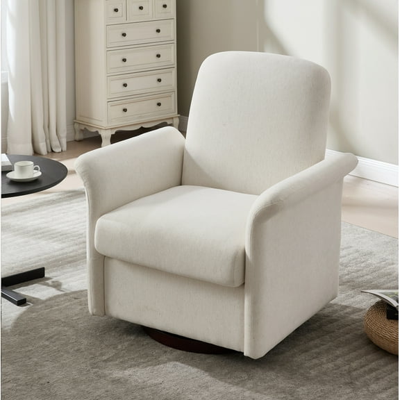 Chic Swivel Accent Chair with Vibrant Blue Fabric Design and Durable Wood Base Ideal for Living Room and Bedroom Decor