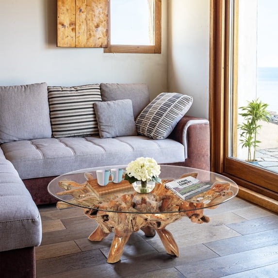 Rustic Teak Table Color Chic Teak Rustic Teak Wood Root Live Edge Coffee Table Including 55 ...