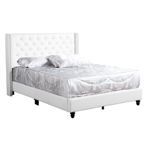 Chic Transitional Full Bed, White - Upholstery Enhances Comfort Level Build For Long-term Use 50"h X 80"d 60"w Bed In Adds A Touch Of Luxury To Your Bedroom