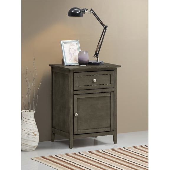 Chic Transitional Gray Nightstand with Drawer & Door Storage