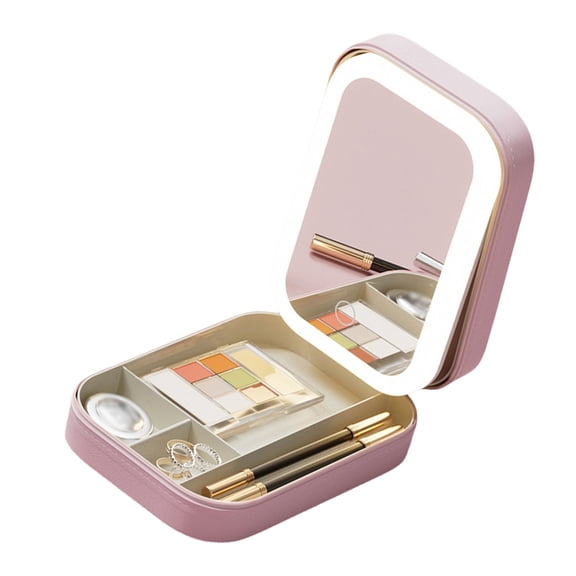 Chic Travel Jewelry Accessory Case Versatile Jewelry Case With LED Makeup Mirror Essential For Stylish Travelers