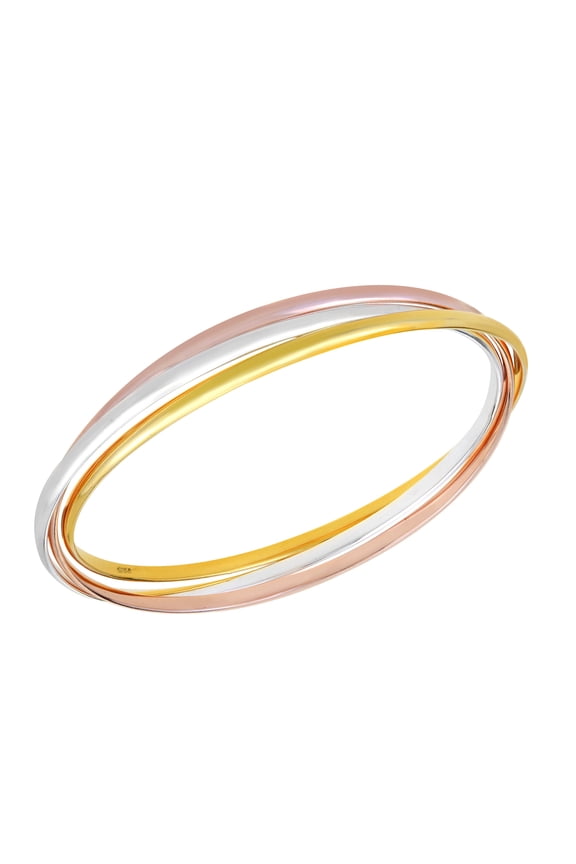 Chic Tricolor Triple Tangle Hoop Sterling Silver Bangle Bracelet
