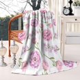 thumbnail image 1 of Chic Vintage Floral Blanket: Watercolor Pink Rose Peony Design - Soft, Lightweight & Warm 50x60in Throw Blanket - Cozy Blanket for Women's Gifts & Room, Couch Decor, 1 of 5
