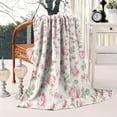 thumbnail image 1 of Chic Vintage Floral Blanket: Watercolor Pink Rose Peony Design - Soft, Lightweight & Warm 50x60in Throw Blanket - Cozy Blanket for Women's Gifts & Room, Couch Decor, 1 of 5