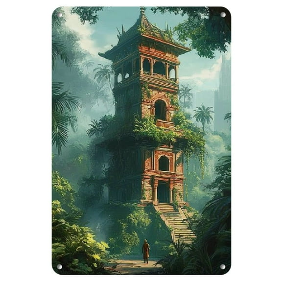 Chic Vintage-Inspired Metal Wall Art - 8x12" Tin Painting with Modern Minimalist Design for Living Room and Bar Decor, Perfect for Room Decor