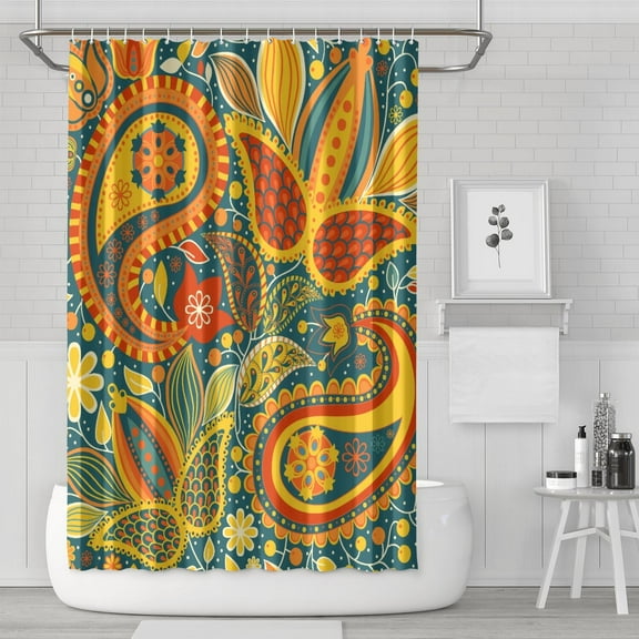 Chic Vintage Paisley Bohemian Shower Curtain - Floral Ethnic Design, 72x72 Inches