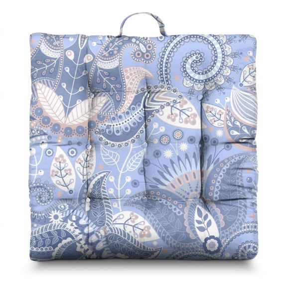 Chic Vintage Paisley Yoga Seat - Square Meditation Cushion with 4.7" PP Cotton Filling, Ideal for Cross-Legged Postures