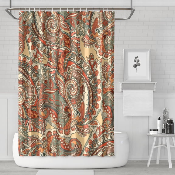 Chic Vintage Shower Curtain - Ethnic Mandala Pattern Waterproof Bathroom Drapes 72x72, Rustic Bohemian Decor with Reinforced Grommets & 12 Hooks
