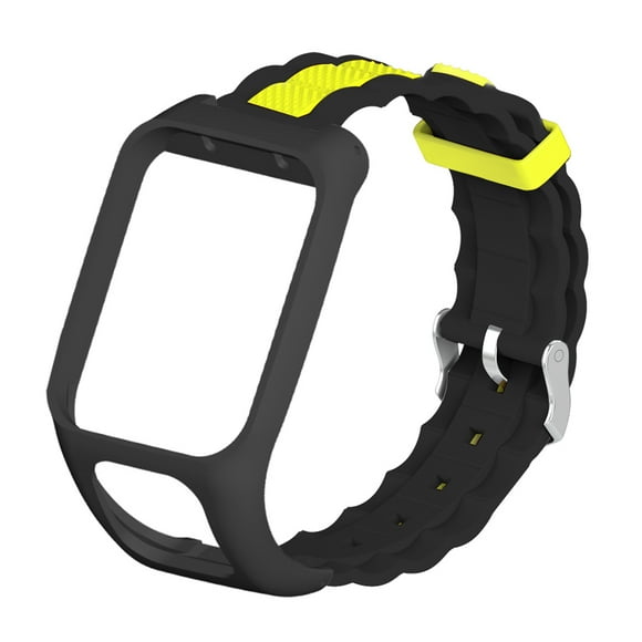 Chic Watch Band Watch Replacement Strap Wrist Watch Strap Watch Accessories Compatible for TOMTOM Runner 3 (Black and Yellow)
