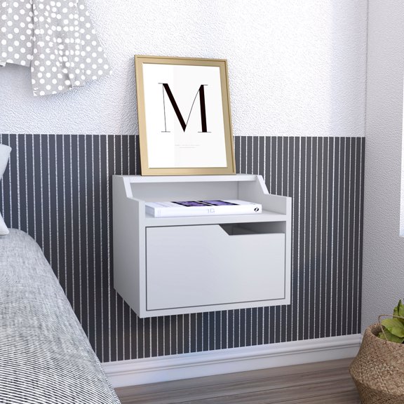 Chic White Side Table With Easy Assembly And Shelf Nightstand Single Double-tiered In - Bedroom