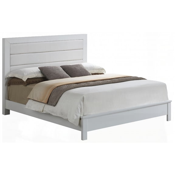 King Size Solid Wood Platform Bed Frame with Sturdy Build and Bright White Finish for Master Bedroom
