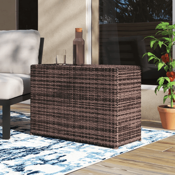 Chic Wicker Side Table for Patio & Porch