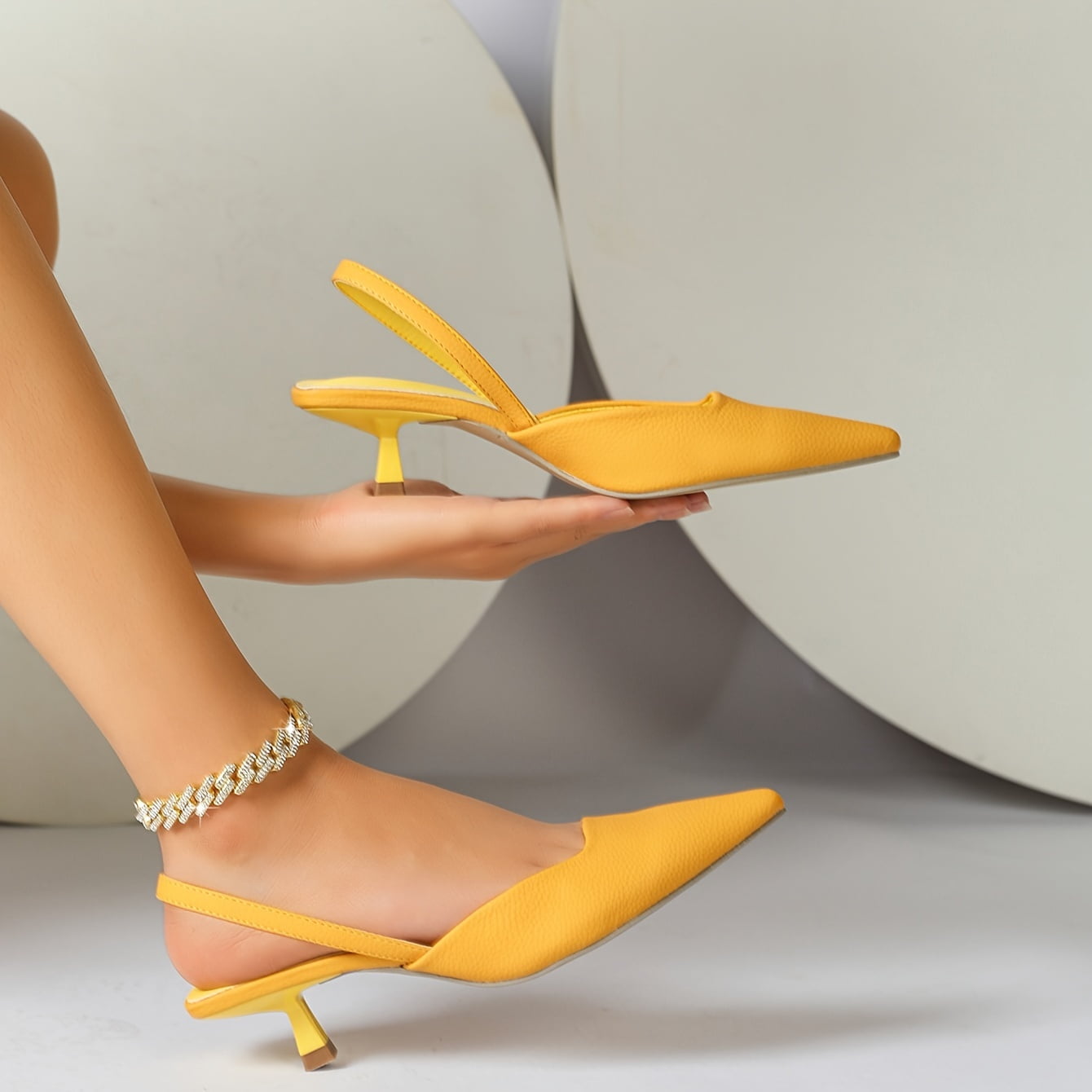 Chic Women's All-Season Slingback Kitten Heels | Lightweight Stiletto