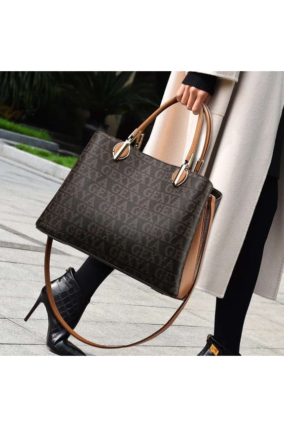 Chic Women's Large Tote Bag - Premium Print Pattern and Lightweight Soft Leather for Everyday Carry