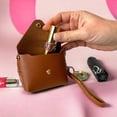 thumbnail image 1 of Chic Wristlet Purse Keychain with Turkish Eye Charm - Brown, 1 of 6