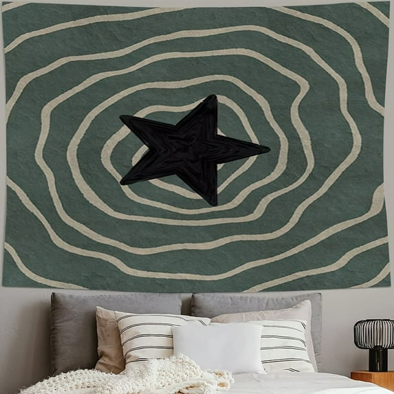 Chic and Durable Retro Starry Topographic Tapestry in Green - Perfect for Dorm, Bedroom, Living Room Decor